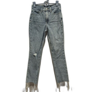 Banana Republic Jeans High Rise Slim Light Wash Denim Raw Hem Womens sz 25